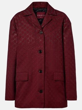 Gucci Women's Burgundy Monogram Blazer Jacket